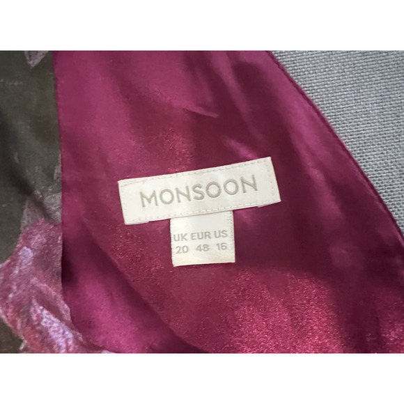 Monsoon Floral Silk Summer Wedding Occasion Dress London V neck Size 16 - Picture 5 of 8